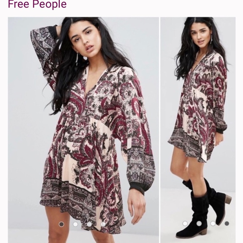 Free People Say You Love Me Silky Tunic Mini Dress size Med.